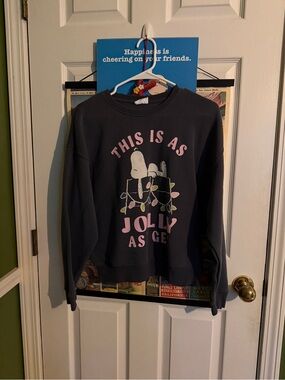 Crewneck Sweatshirt - Charcoal Gray with Pink Graphic